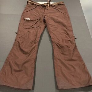 North Face Brown Insulated Ski Snow Pants Womens Large Waterproof Winter